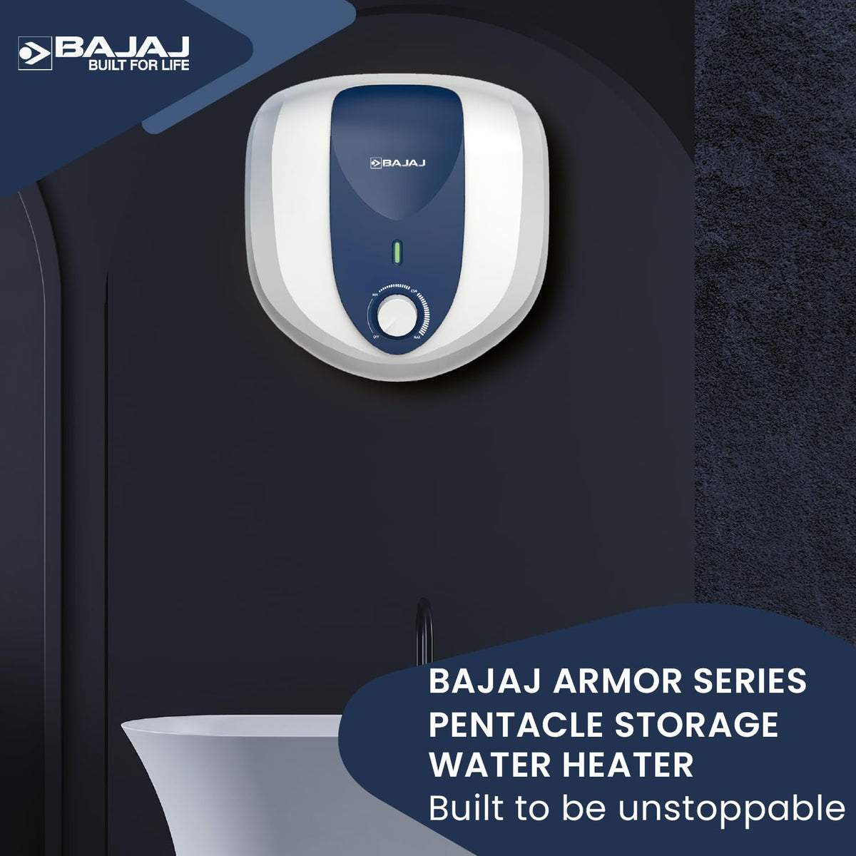 Bajaj Armour Series Pentacle 15L Storage Water Heater For Home|5