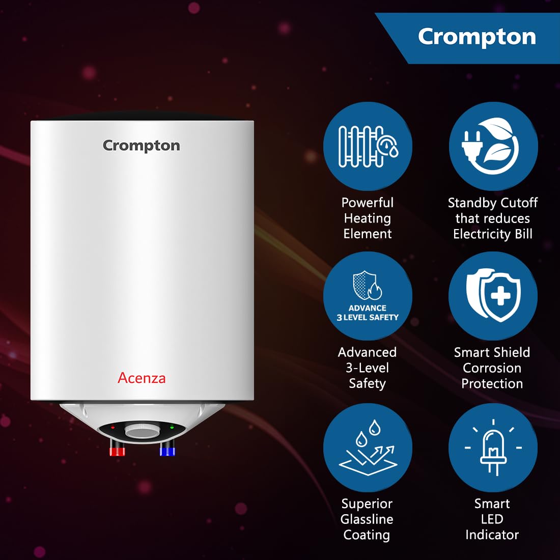 Crompton Acenza 15L Storage Water Heater (Geyser) with Superior