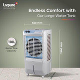 Livpure Koolbliss Desert Air Cooler 110L| 190W Motor |Thermal Overload Protection| 43Ft. Powerful Air Throw |High Speed Fan|Inverter Compatible|2 Yrs Motor Warranty & 1 Yr Comprehensive (White)