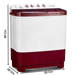 Voltas Beko 8kg Semi-Automatic Top Loading Washing Machine (WTT80DGRT, Burgundy)