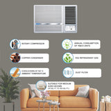 Blue Star 1.5 Ton 3 Star Fixed Speed Window AC (Copper, Turbo Cool, Humidity Control, Hydrophilic Blue Fins, Dust Filters, Self-Diagnosis, 2023 Model, WFA318GN, White)