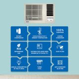 Blue Star 1 Ton 3 Star Fixed Speed Window AC WFE312L, White 