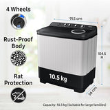 Samsung 10.5 kg, 5 star, Semi-Automatic Top Load Washing Machine (WT10C4260GG/TL, Air Turbo Drying, Light Gray,)