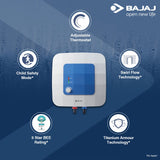 Bajaj Compagno 2000W 25 Litre Vertical 5 Star Rated Storage Water Heater (Geyser), White and Blue