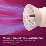 PHILIPS Hair Dryer Thermoprotect AirFlower, 3 Heat & Speed Settings for quick drying, Multicolor BHD308/30 1600Watts