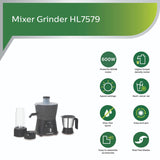 Philips 600W Juicer Mixer Grinder with 1 Nutri Juicer jar, 1 Blend & Carry Jar & 1 SS Multipurpose Jar  HL7579/00