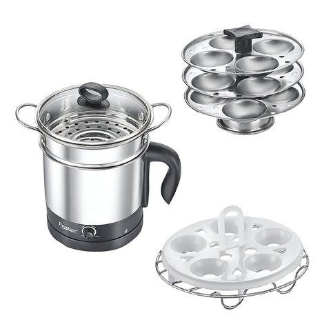 PrestigeMulti Cooker 1.5L -Idli Stand with 3 plates, Egg Boiling Rack with Stand, Steamer PMC 3.0+ 