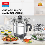 PrestigeMulti Cooker 1.5L -Idli Stand with 3 plates, Egg Boiling Rack with Stand, Steamer PMC 3.0+