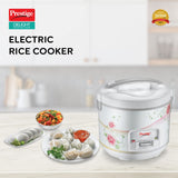 Prestige Delight 650 Watts Electric Rice Cooker, with Detachable Power Cord, PRCK 1.8 L, White, Small