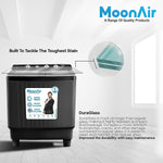 MoonAir 7.2 Kg Semi-Automatic Top Loading Washing Machine (7221, Coal Black | Best Washing Machine)